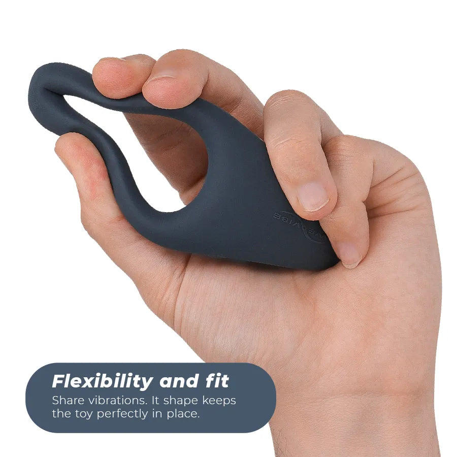 Anneau vibrant noir ergonomique en silicone, stimulation périnée, étanche, rechargeable USB, contrôle à distance.