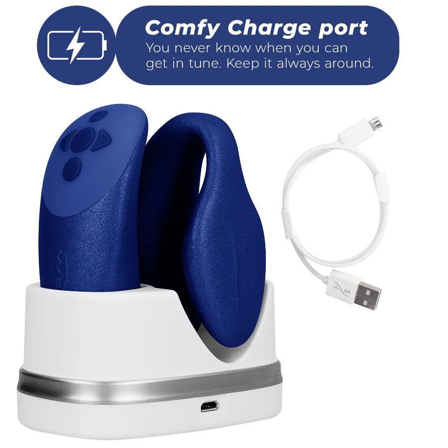 Vibromasseur couple silicone connecté We-Vibe Chorus ajustable bleu cosmique