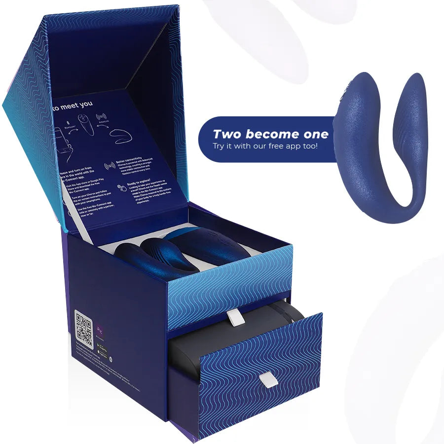 Vibromasseur couple silicone connecté We-Vibe Chorus ajustable bleu cosmique