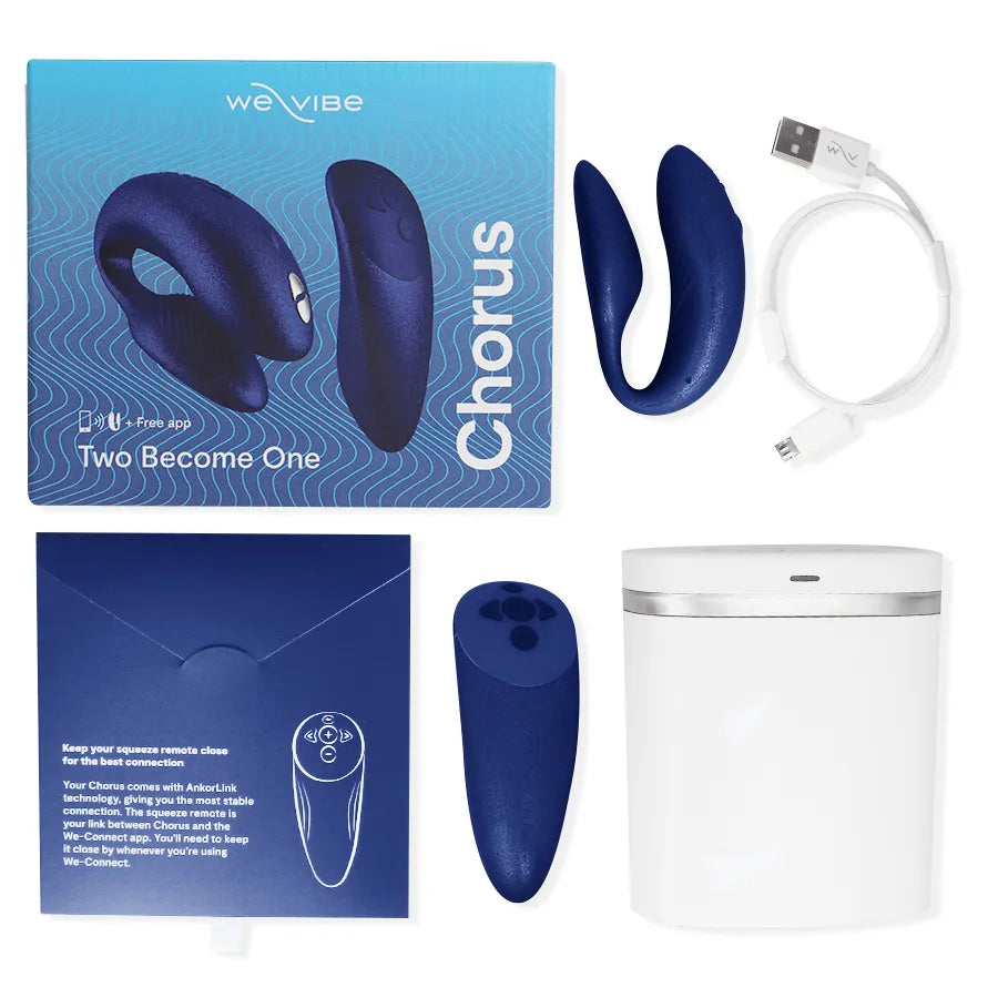 Vibromasseur couple silicone connecté We-Vibe Chorus ajustable bleu cosmique