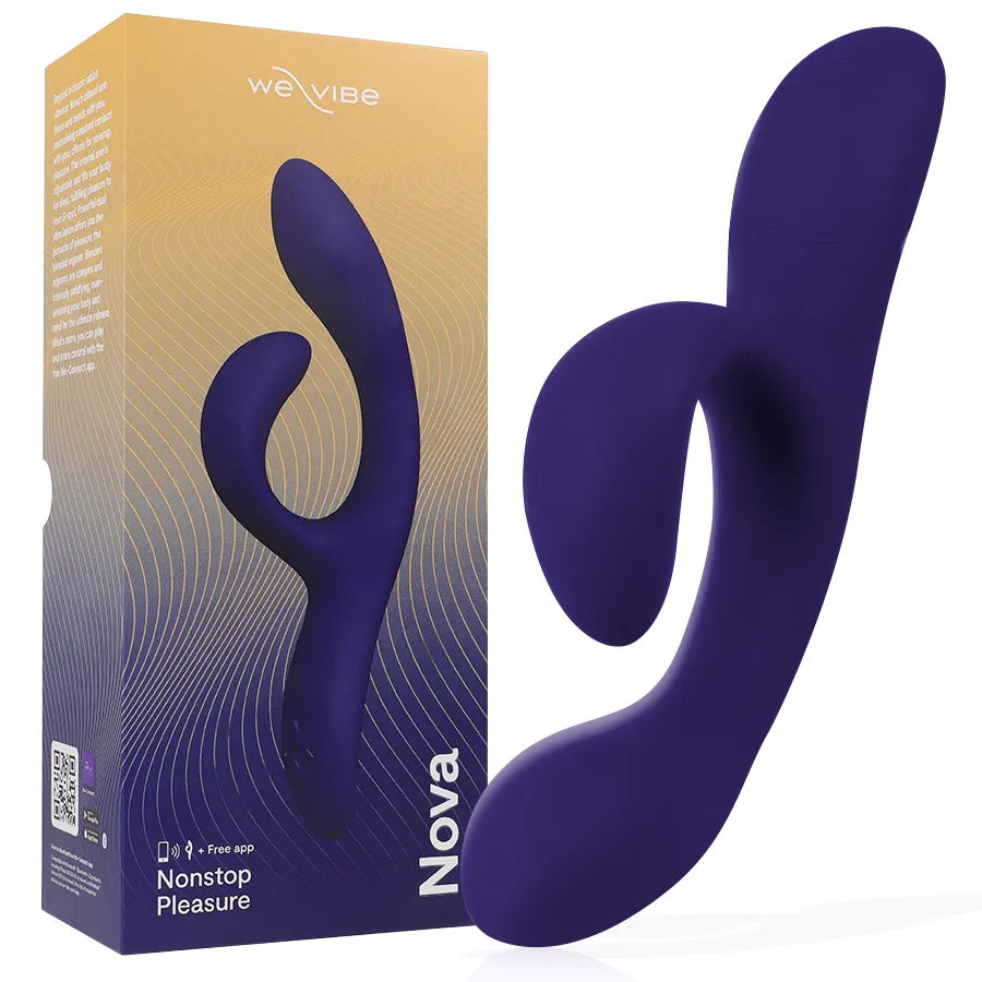 Vibromasseur lapin bleu nuit double stimulation silicone étanche application We-Connect