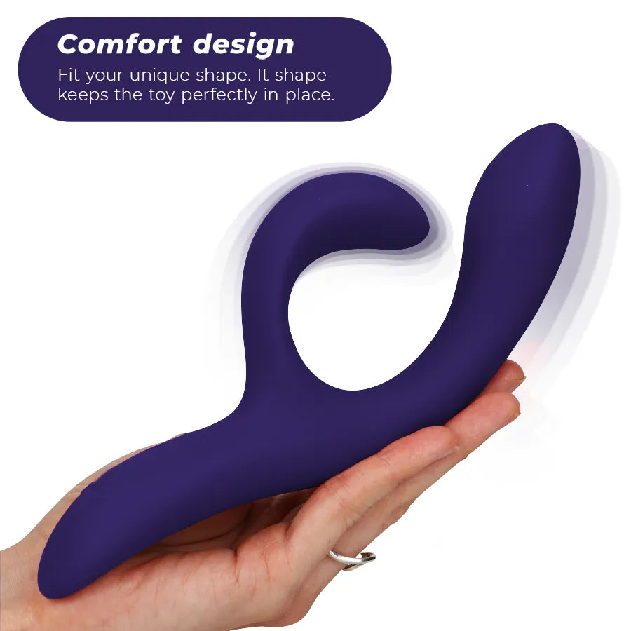Vibromasseur lapin bleu nuit double stimulation silicone étanche application We-Connect