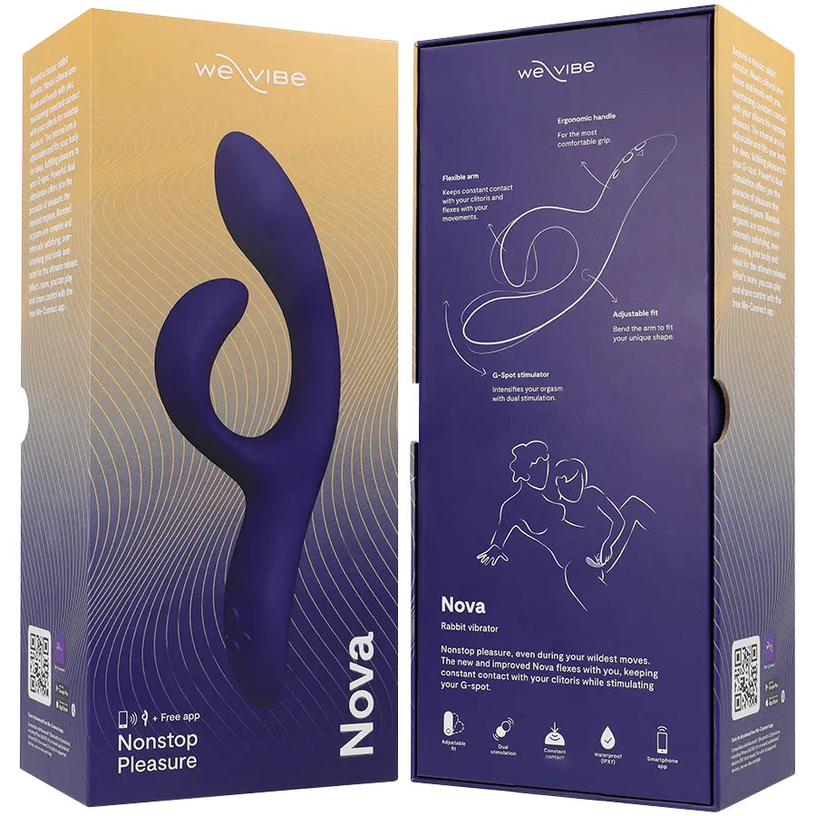 Vibromasseur lapin bleu nuit double stimulation silicone étanche application We-Connect