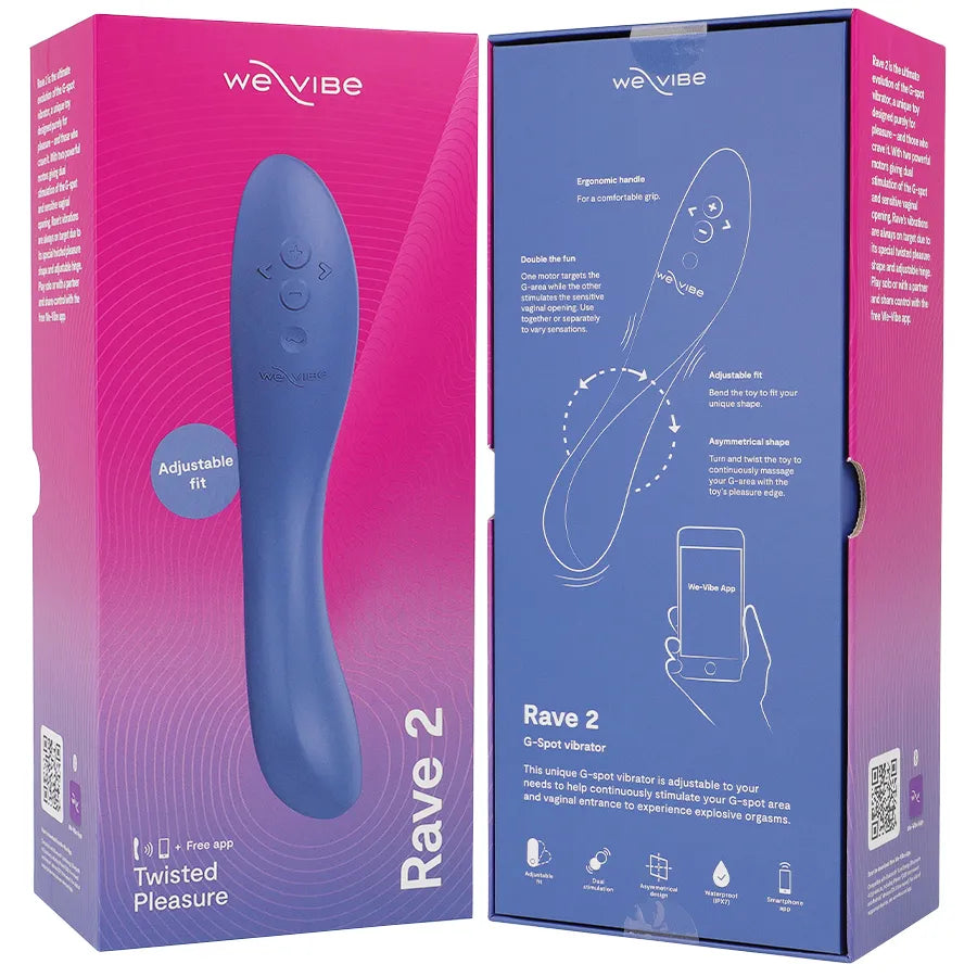 Vibromasseur silicone bleu We-Vibe Rave 2 étanche double stimulation point G clitoris