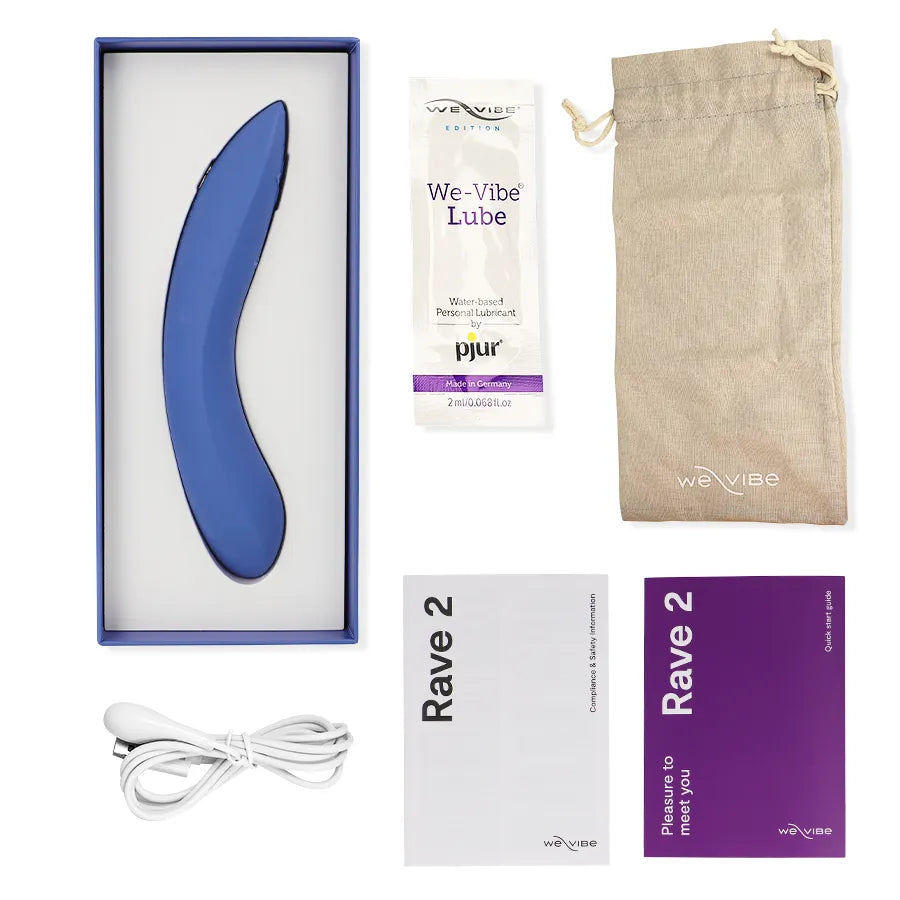 Vibromasseur silicone bleu We-Vibe Rave 2 étanche double stimulation point G clitoris
