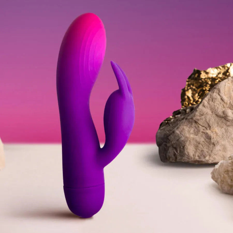 Vibromasseur rabbit silicone double stimulation étanche flexible violet Rocks-Off