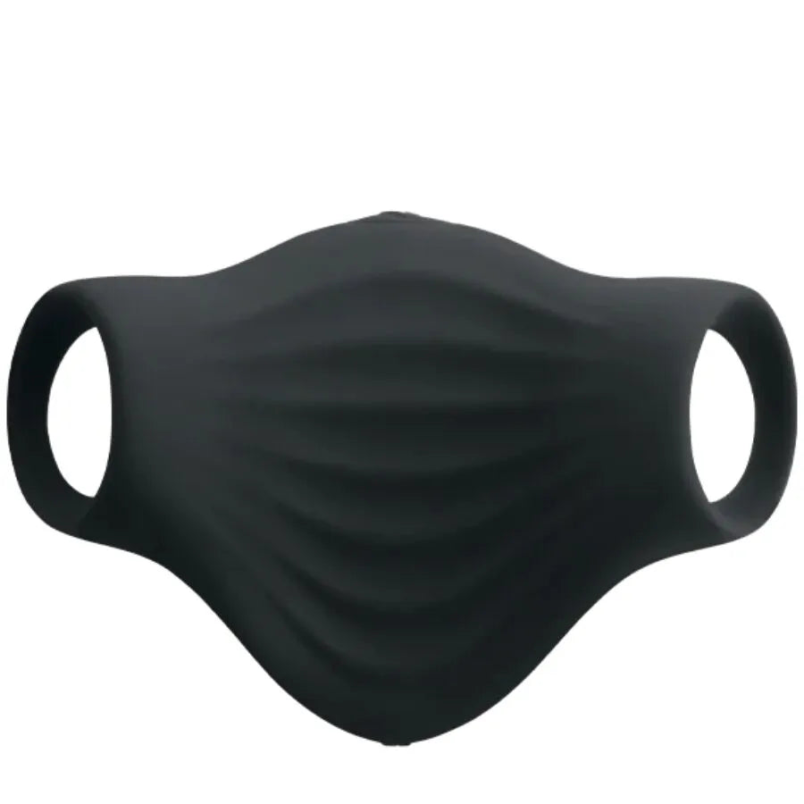 masturbateur ergonomique silicone médical noir vibrations multiples étanche rechargeable anneaux souples doigts manchette flexible texture interne striée stimulation intense contrôlable