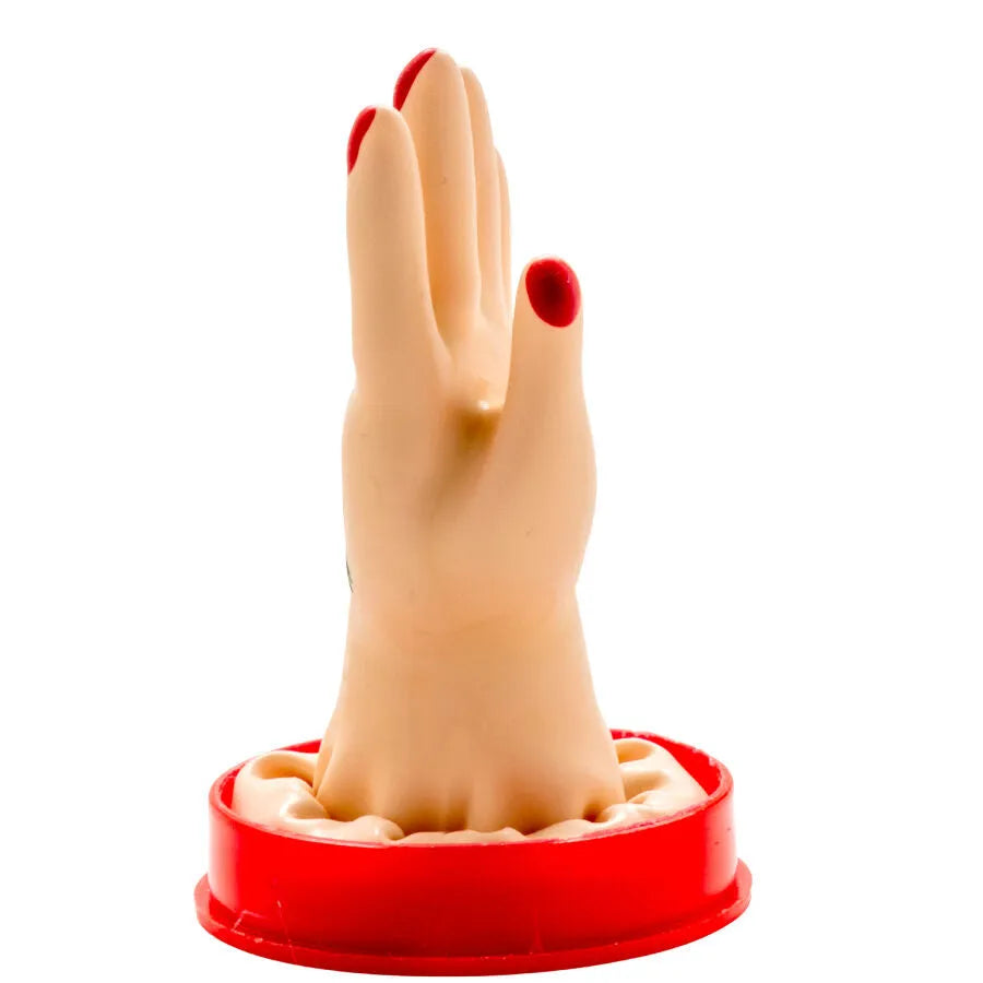 Préservatif fantaisie peint main, forme de main, ongles rouges, style bohème, art érotique unique, cadeau original.