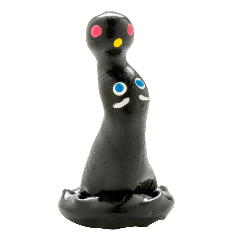 Préservatif fantaisie noir peint à la main, motifs colorés, style bohème, sextoy unique et artistique.