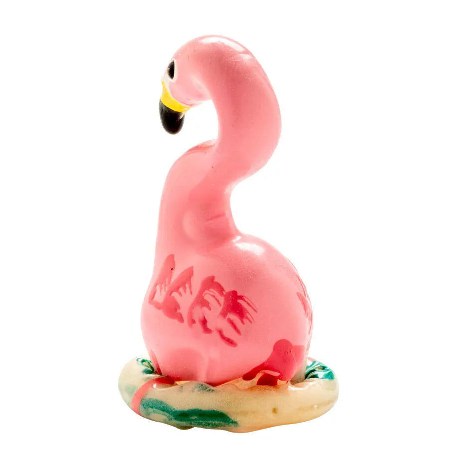 Préservatif fantaisie rose flamant, peint à la main, style bohème, forme unique, artisanat européen raffiné.