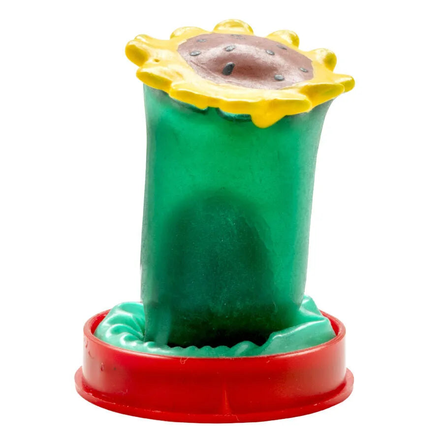Préservatif fantaisie peint main, motif tournesol, vert et jaune, style bohème, cadeau unique, artisanat européen.