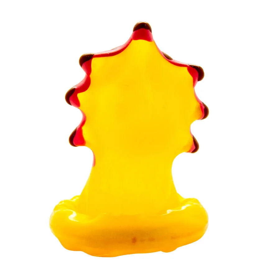 Préservatif fantaisie jaune peint à la main, style bohème, détails rouges, unique et artisanal, cadeau érotique original.