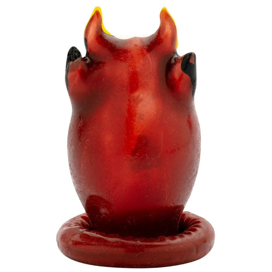 Préservatif fantaisie peint à la main, modèle taureau rouge, cornes jaunes, style bohème, cadeau unique et artistique.