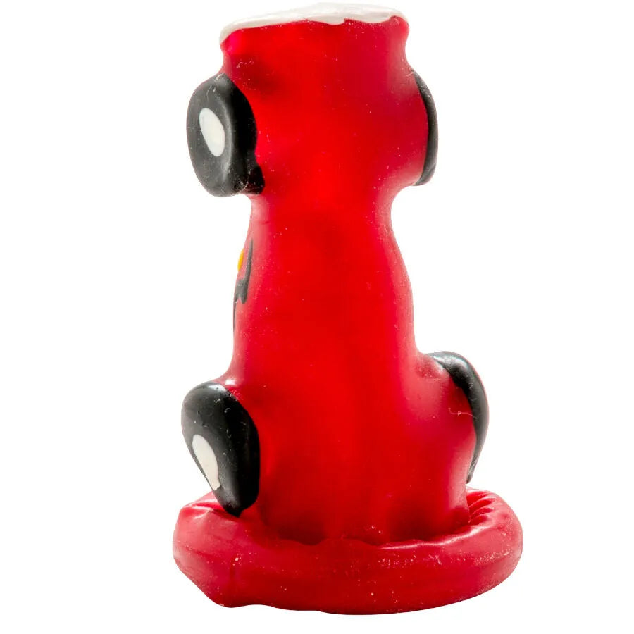 Préservatif fantaisie rouge en forme de voiture de course, peint à la main, style bohème, cadeau unique et érotique.