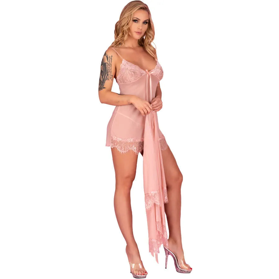 nuisette corset string rose poudré tulle dentelle soyeuse élégante sensuelle sexy romantique ajustable moulant silhouette sculptante finitions soignées cadeau luxueux