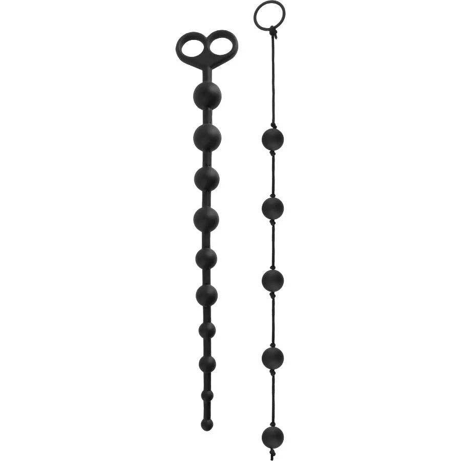 Accessoires anaux noirs, sonde perlée et stimulateur, pour débutants, de la collection Anal Fantasy Elite.