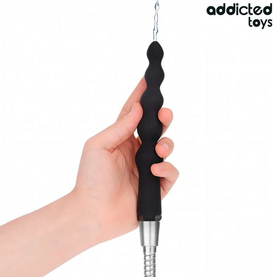 Nettoyeur anal Addicted Toys en silicone noir, design ondulé, hygiène intime, usage quotidien, confort maximal.