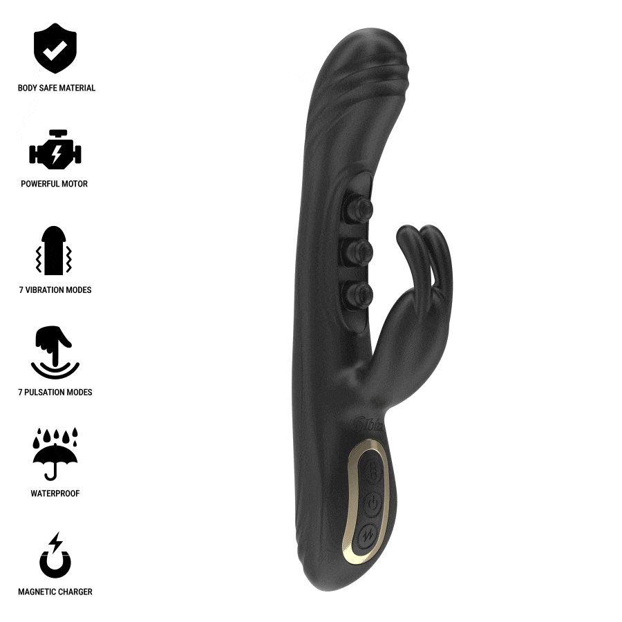 Vibromasseur rabbit pulsé silicone ABS stimulation clitoridienne vaginale double moteur 7 vibrations 7 pulsations sécuritaire élégant couple plaisir intime