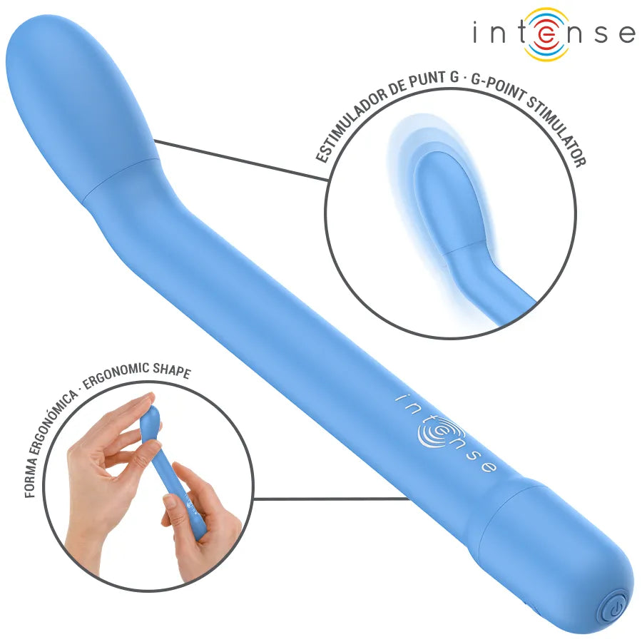 Vibromasseur rechargeable G-spot Karlie bleu ABS BPA-free 10 modes vibration design courbé stimulation intime femme couple sextoy discret