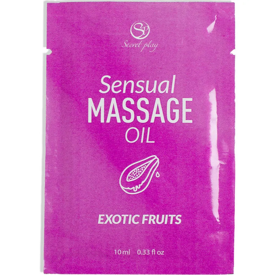 huile massage monodose fruits exotiques parfumée onctueuse glissante sensuelle romantique relaxante pratique discrète hygiénique format compact