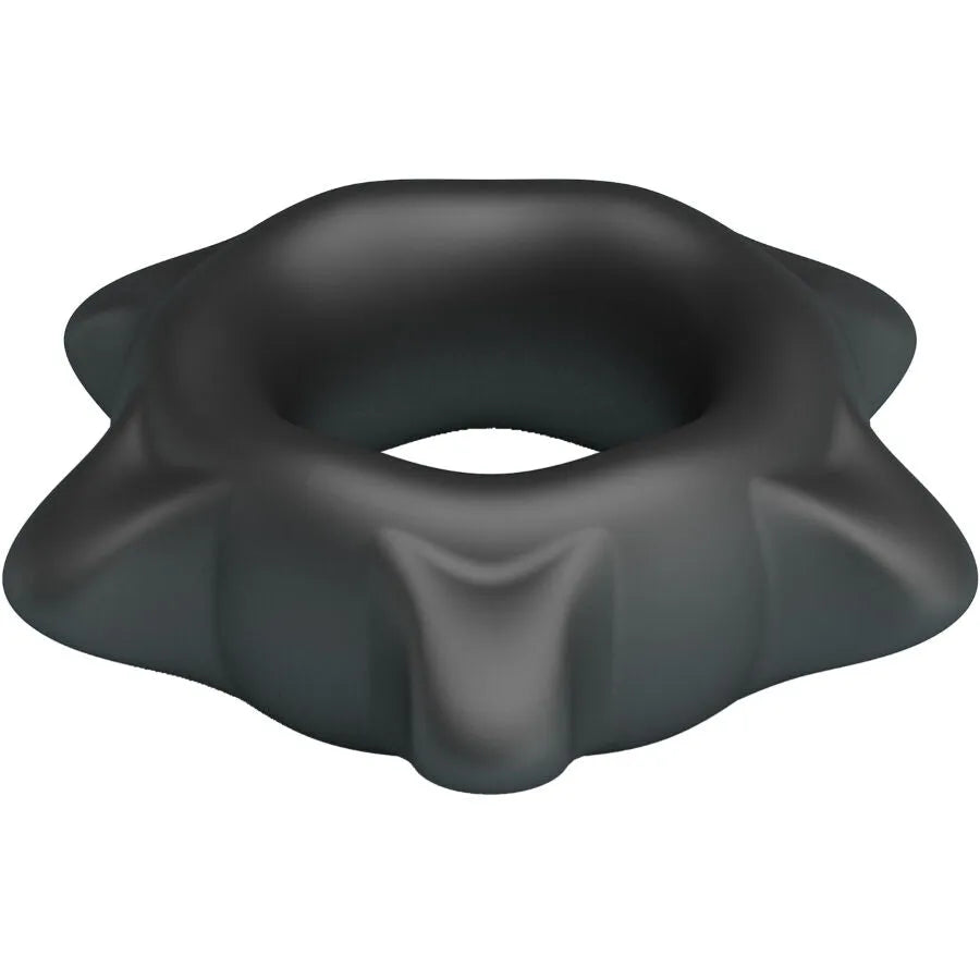 Bague silicone noire Crazy Bull Ethaniel, souple, hypoallergénique, forme ergonomique, stimulation intime masculine.