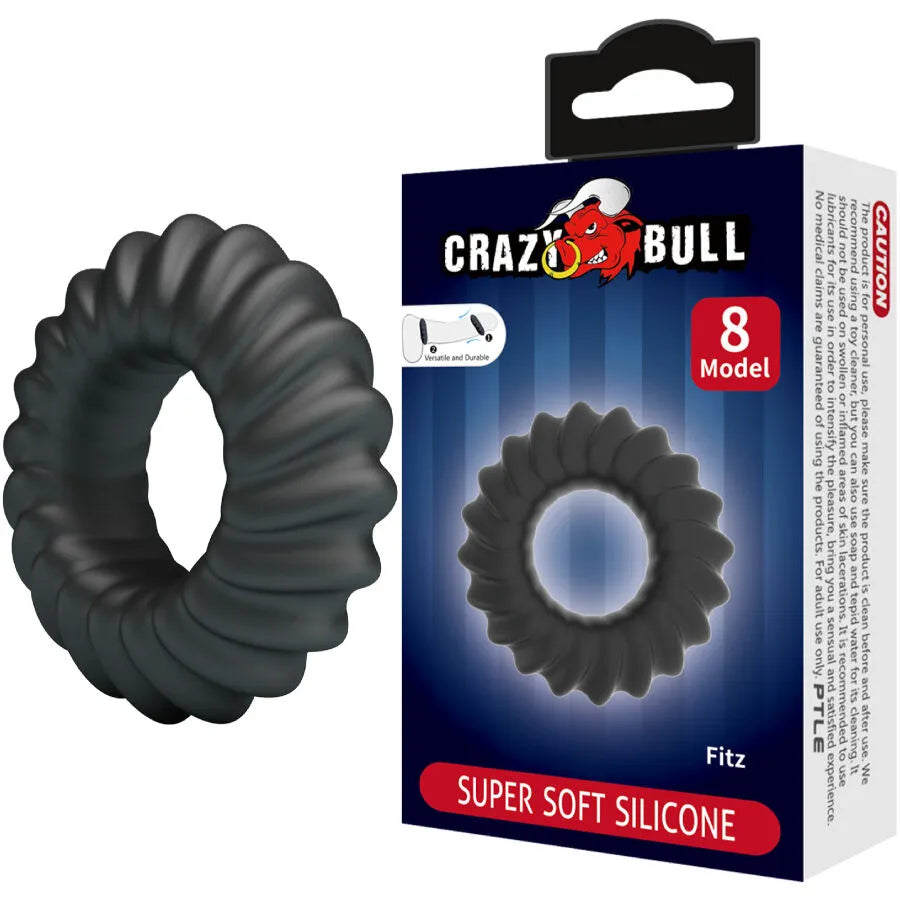Bague en silicone Crazy Bull Fitz Modèle 8 texture ondulée stimulation intense confort max sextoy intimité masculine plaisir control