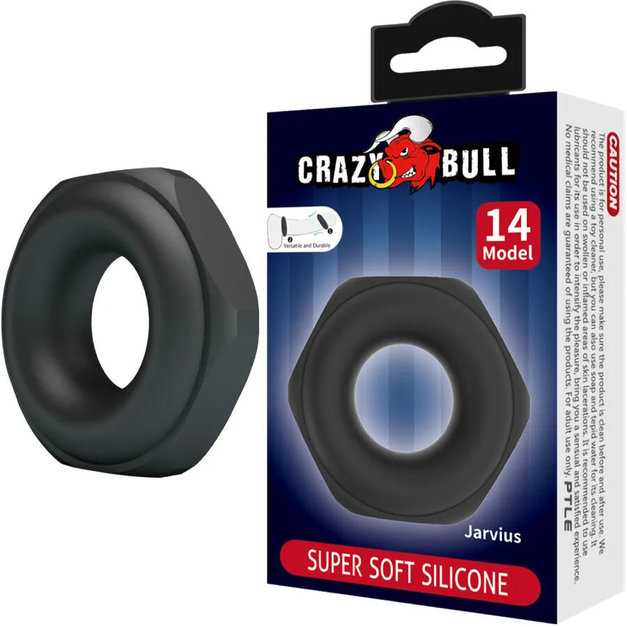 Bague en silicone Crazy Bull Jarvius Modèle 14 - Accessoire érotique pour hommes - Amélioration de l'intimité et du plaisir - Érection prolongée - Confort et durabilité