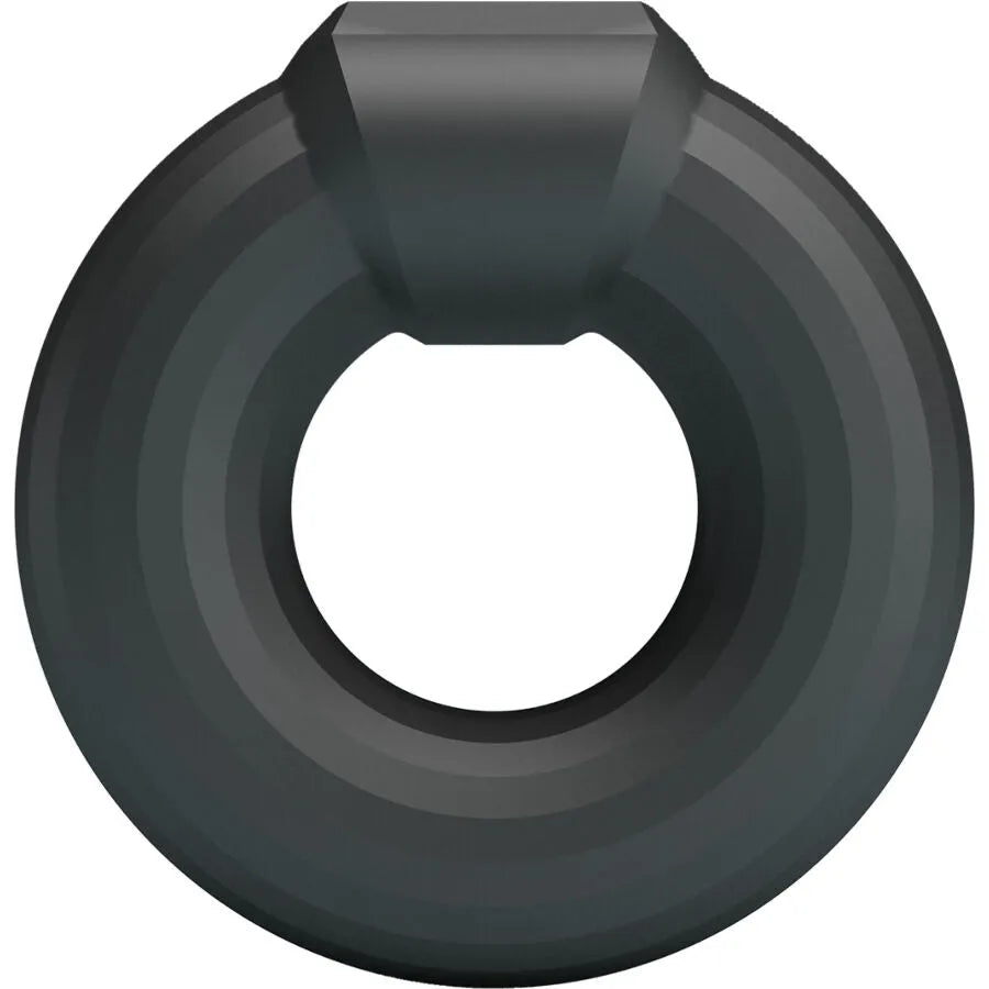 Anneau intime silicone noir Crazy Bull Kayke Modèle 2, design circulaire ergonomique, stimulation masculine discrète.