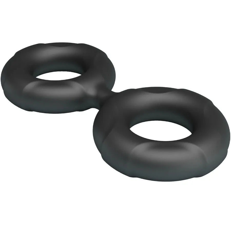 Double bague en silicone noire Crazy Bull Radwan Modèle 19, design en forme de huit pour confort et soutien intime.