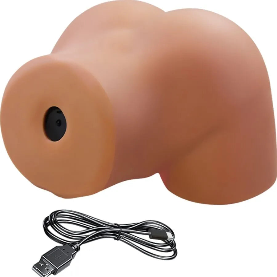 Vibrateur réaliste Crazy Bull Ilana en TPE, forme de bassin féminin, couleur chair, avec câble USB pour rechargement.