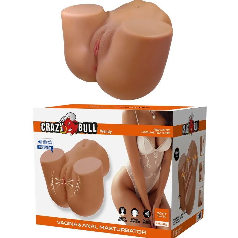 Masturbateur Crazy Bull Wendy, couleur chair, forme réaliste, texture douce TPE, design bassin féminin sensuel.
