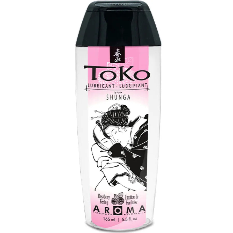 Shunga Lubrifiant Émotion Framboise Toko Aroma design épuré bouteille transparente 165ml parfum délicieux sans goût