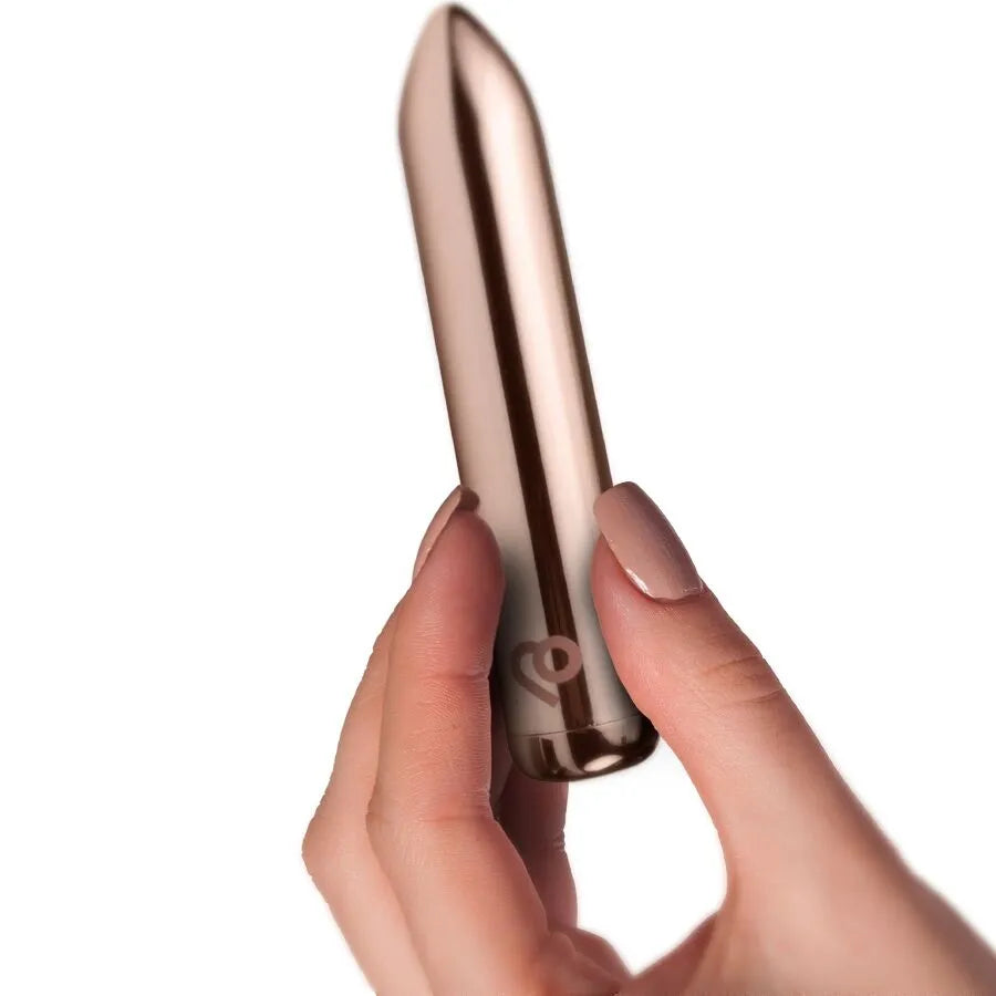 Vibromasseur rechargeable rose dorée stimulation ciblée puissante design élégant compact pour femmes hommes couple sextoy discret