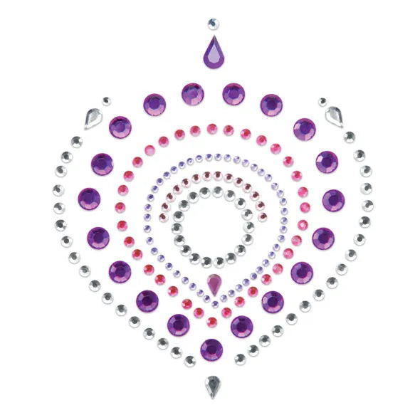 Bijoux intimes lumineux lilas et rose, design élégant en cercles concentriques, séduction raffinée et occasions spéciales.