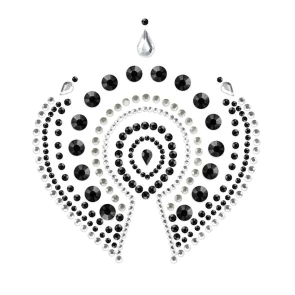 Bijoux intimes noirs et argent, motifs circulaires scintillants, élégants et ajustables, pour une séduction raffinée.