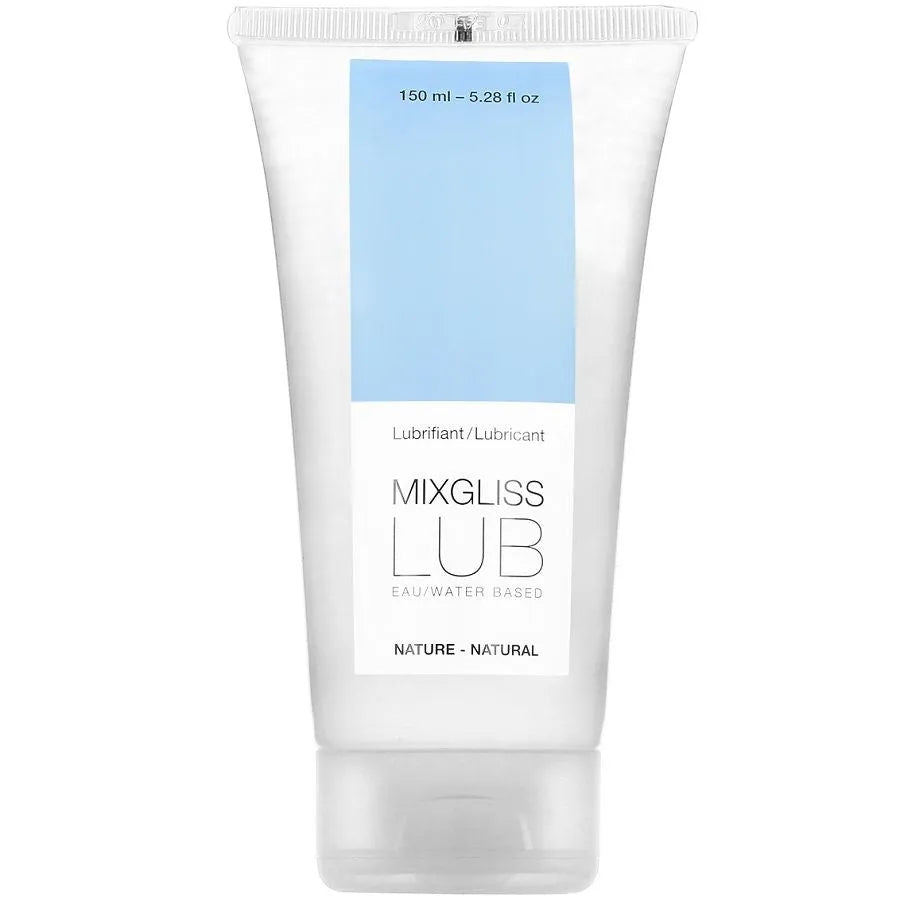 Lubrifiant naturel eau 150ml Mixgliss confort intime non parfumé compatible préservatifs sextoys vaginal masturbation tube plastique souple clapet fabrication française