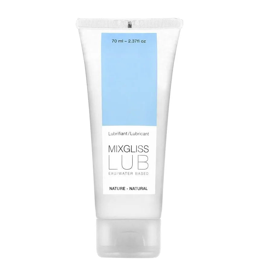Lubrifiant naturel à base d'eau non parfumé Mixgliss 70ml tube transparent en plastique résistant aux fuites Made in France