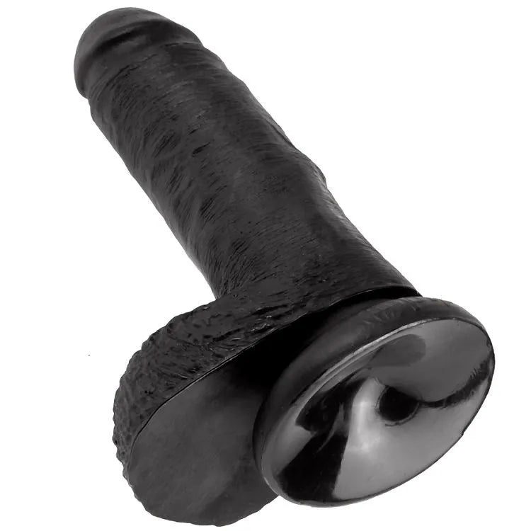 Gode réaliste noir 17 cm avec ventouse, texture veines, hypoallergénique, sans phtalates ni latex, qualité artisanale USA.