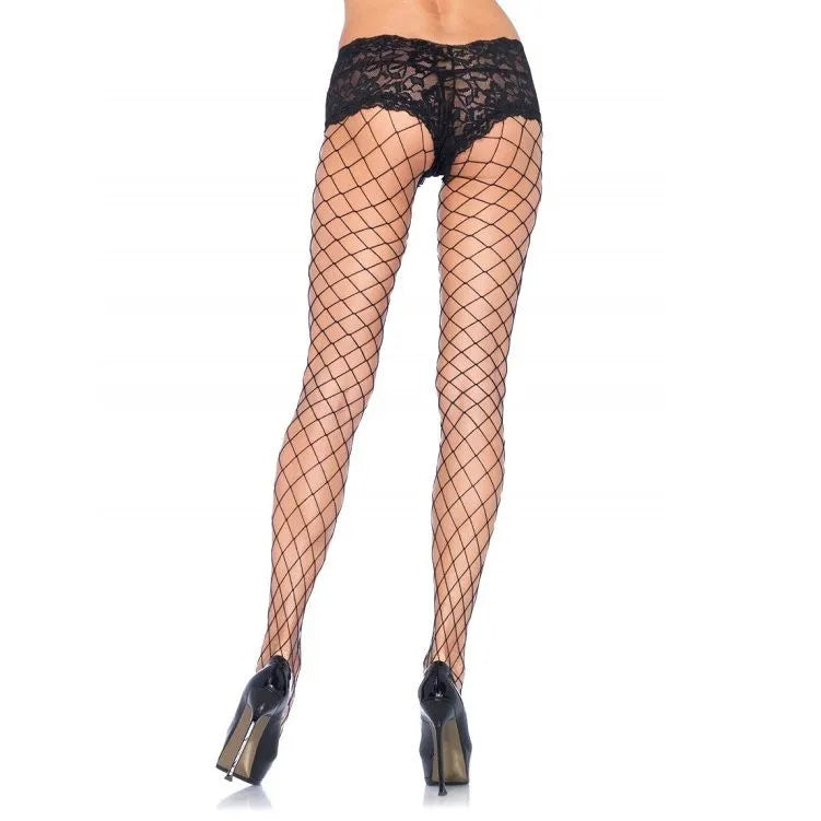 Culotte résille noire sexy en dentelle élégante, taille unique, design sophistiqué et séduisant, vue arrière.