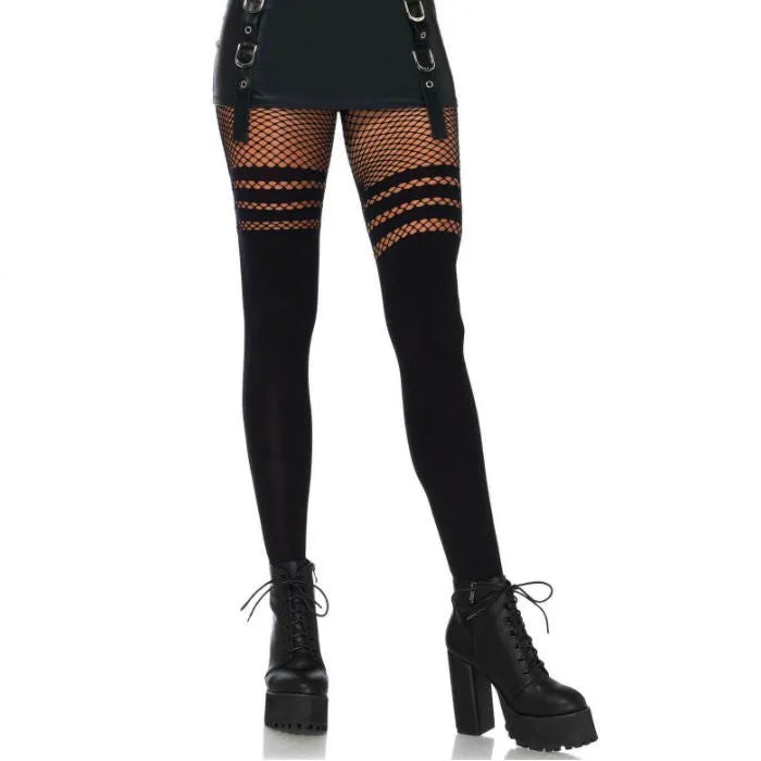 collant opaque sans couture résille rayé accent cuisse taille unique extensible confortable élégant coupe universelle soirée quotidien