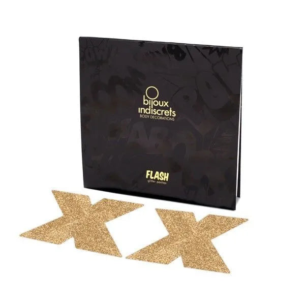 Bijoux cache-mamelots paillettes dorées autocollantes, forme X, élégants, réutilisables, pour robes décolleté dos nu.