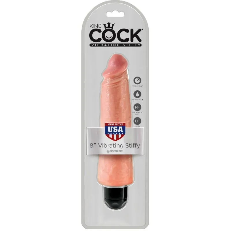 Vibromasseur réaliste multivitesse submersible sans phtalates King Cock 20,3 cm naturel