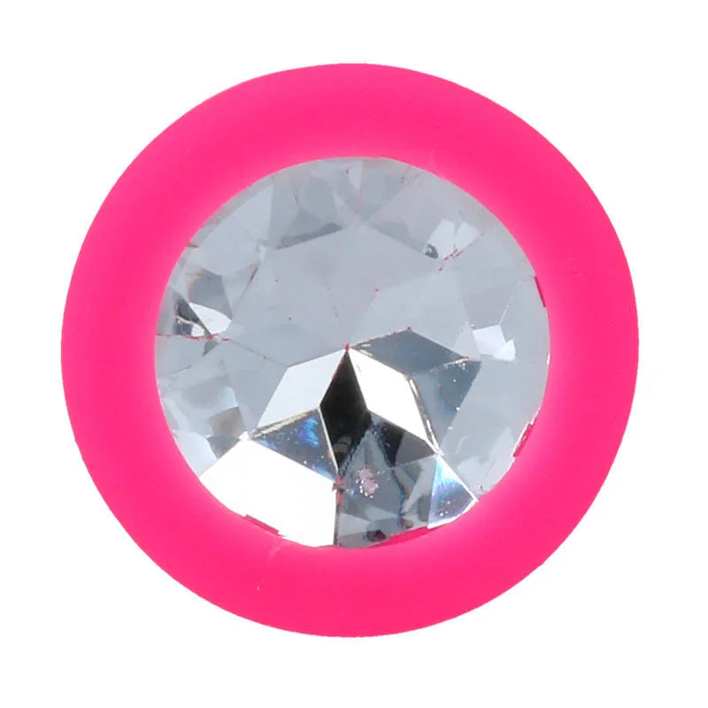 Plug anal silicone fuchsia conique base diamant jouet intime luxe stimulation anale discrétion couple
