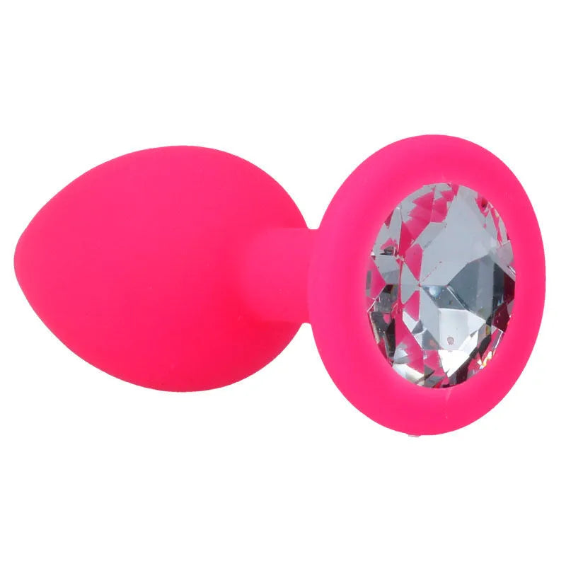 Plug anal silicone fuchsia conique base diamant jouet intime luxe stimulation anale discrétion couple