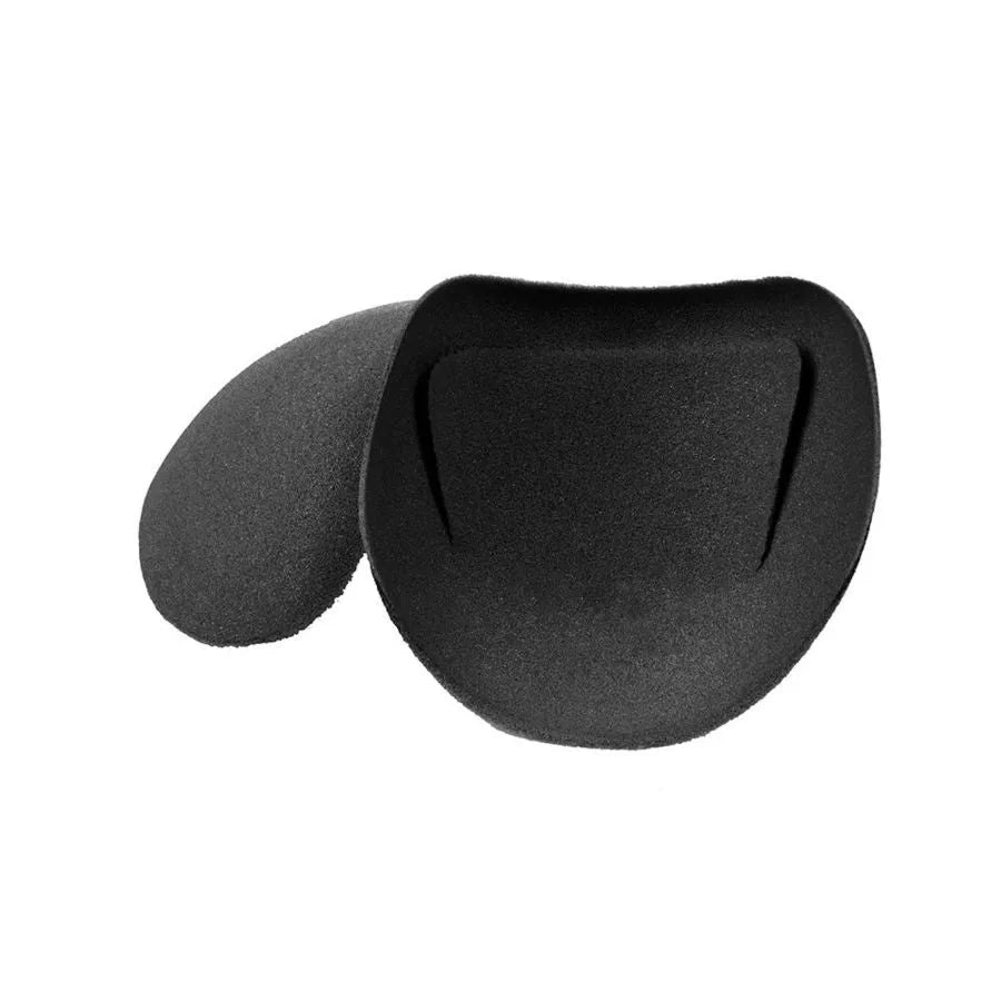 Épaulettes soutien-gorge noires en mousse souple, forme sculptée, bords sans couture, antidérapantes, confort invisibles.