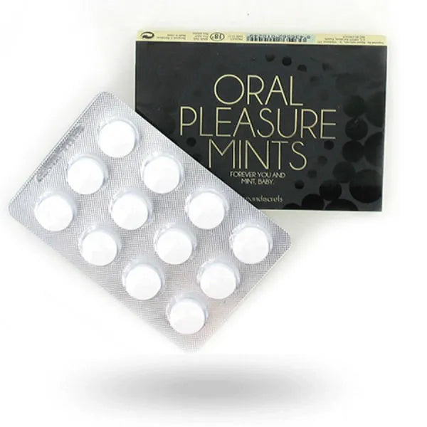 Tablette de bonbons mentholés sans sucre Bijoux Indiscrets, emballage noir élégant, pour moments intimes rafraîchissants.
