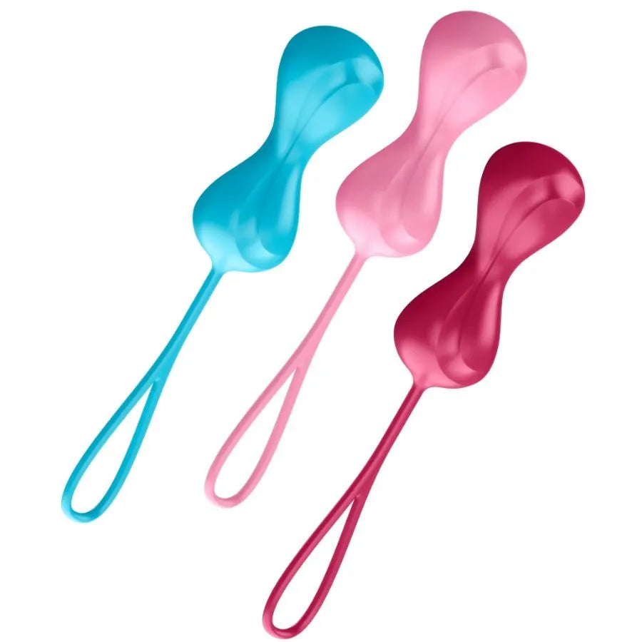 Ensemble Entraînement Loveballs Satisfyer trois billes silicone médical tonification muscles pelviens plaisir intime ergonomique hypoallergénique sans phtalates discret portable