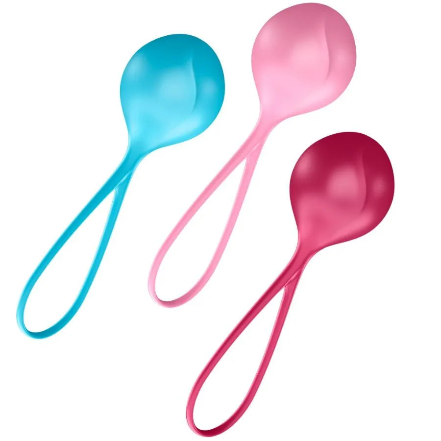 Satisfyer - Ensemble Entraînement Loveballs 3 pour amélioration du plaisir sexuel, renforcement muscles pelviens, maintien élasticité vaginale, silicone hypoallergénique, portable