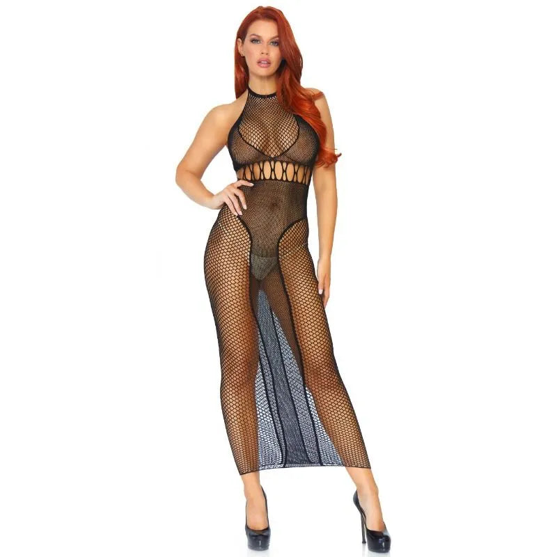 robe longue dos nu noire double filet détails découpés Leg Avenue
