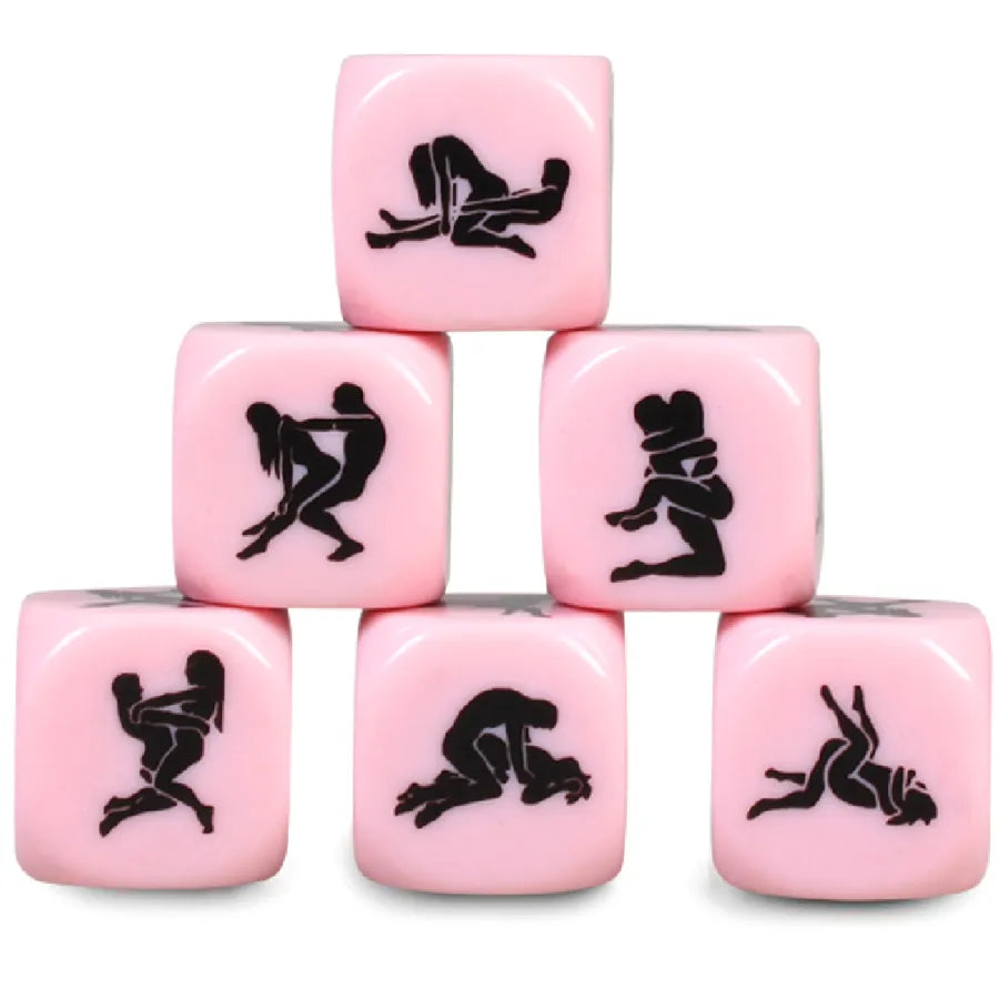 Dés érotiques kamasutra intimité relation communication exploration ludique facile à transporter rose pâle silhouette noire 25 mm
